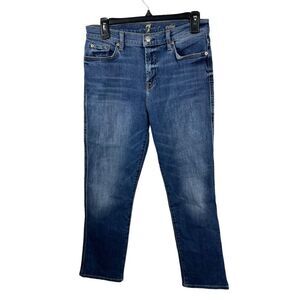 7 for all Mankind Edie Straight Medium Wash Mid High Rise Jeans Size 29‎